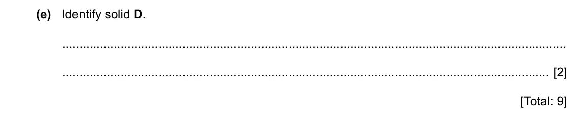 Specimen Paper 6, question 3(e): Identify solid D. [2] [Total: 9]