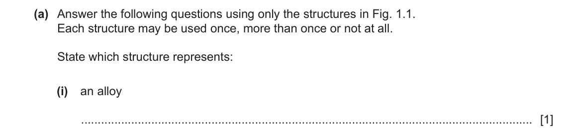 June 2024 Paper 3, question 1(a)(i): an alloy [1]