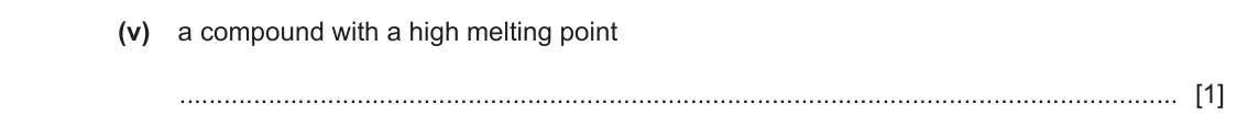 June 2024 Paper 3, question 1(a)(v): a compound with a high melting point [1]