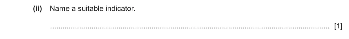 June 2024 Paper 6, question 1(b)(ii): Name a suitable indicator. [1]