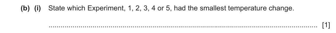 June 2024 Paper 6, question 2(b)(i): A student investigates the temperature change when magnesium reacts with dilute sulfuric acid. The student does five experiments. Experiment 1 ● Use a 25 cm3