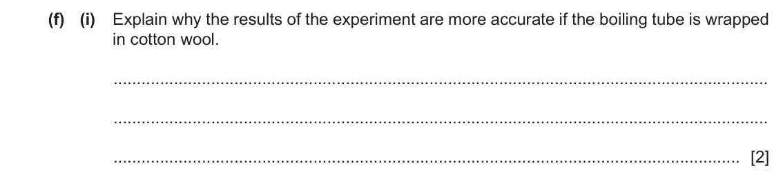 June 2024 Paper 6, question 2(f)(i): A student investigates the temperature change when magnesium reacts with dilute sulfuric acid. The student does five experiments. Experiment 1 ● Use a 25 cm3