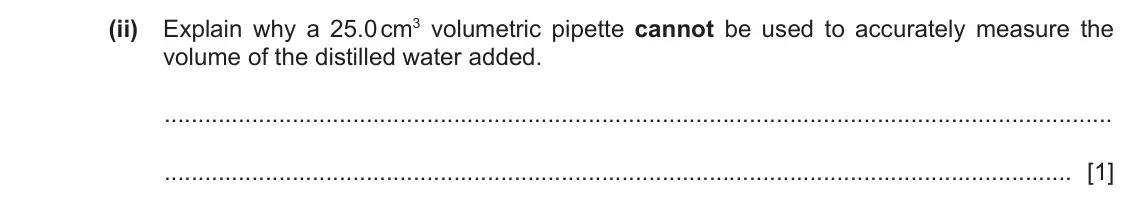 June 2024 Paper 6, question 2(f)(ii): A student investigates the temperature change when magnesium reacts with dilute sulfuric acid. The student does five experiments. Experiment 1 ● Use a 25 cm3