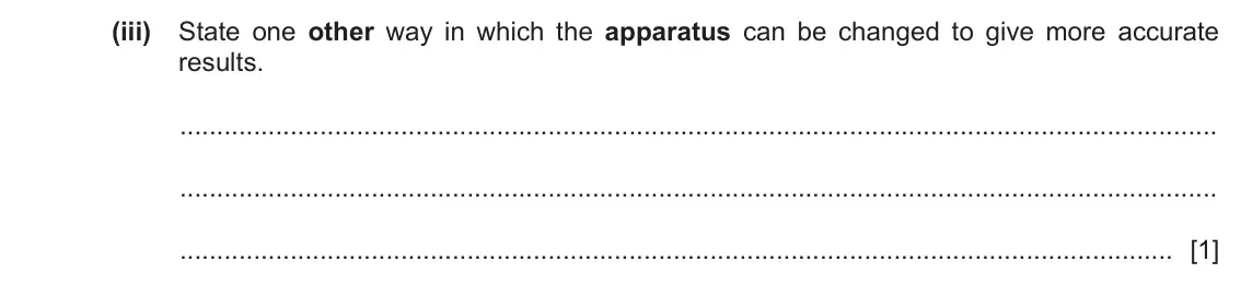 June 2024 Paper 6, question 2(f)(iii): A student investigates the temperature change when magnesium reacts with dilute sulfuric acid. The student does five experiments. Experiment 1 ● Use a 25 cm3