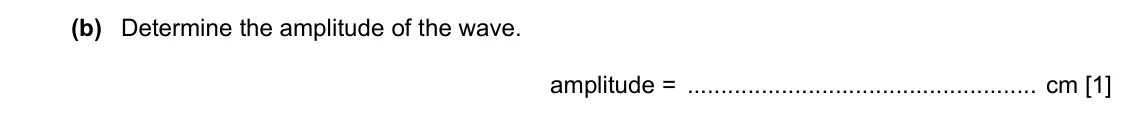 Specimen Paper 3, question 7(b): Determine the amplitude of the wave. amplitude = cm [1]