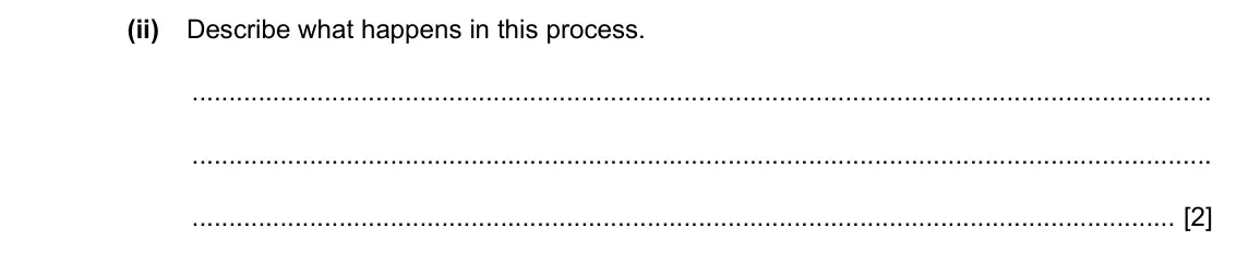 Specimen Paper 4, question 3(a)(ii): Describe what happens in this process. [2]