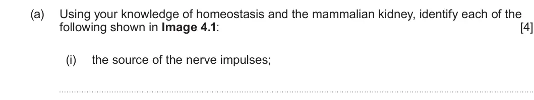 Summer 2022 Unit 3, question 4(a)(i): the source of the nerve impulses;