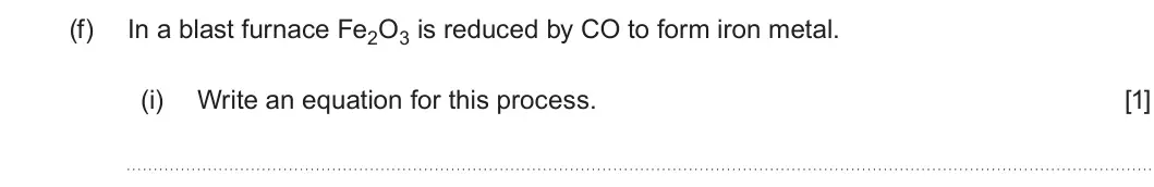 Summer 2022 Unit 3, question 9(f)(i): Write an equation for this process. [1]