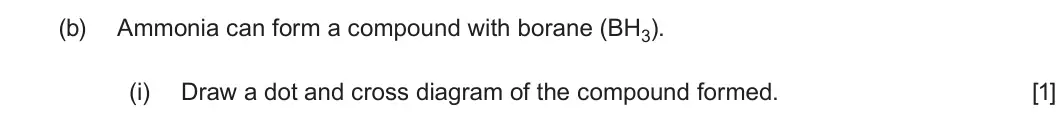 Summer 2024 Unit 3, question 6(b)(i): Draw a dot and cross diagram of the compound formed. [1]