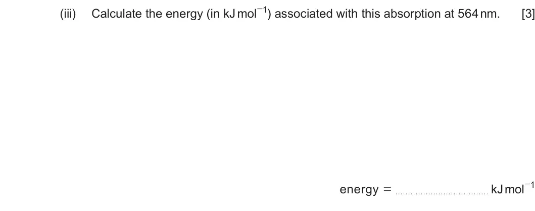 Summer 2023 Unit 4, question 11(c)(iii): [3] energy = kJ mol−1