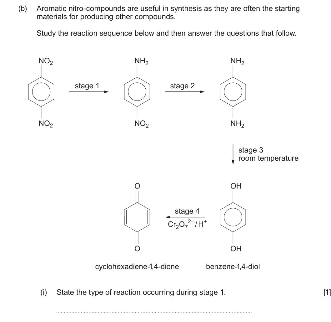 Summer 2024 Unit 4, question 7(b)(i): State the type of reaction occurring during stage 1 [1]