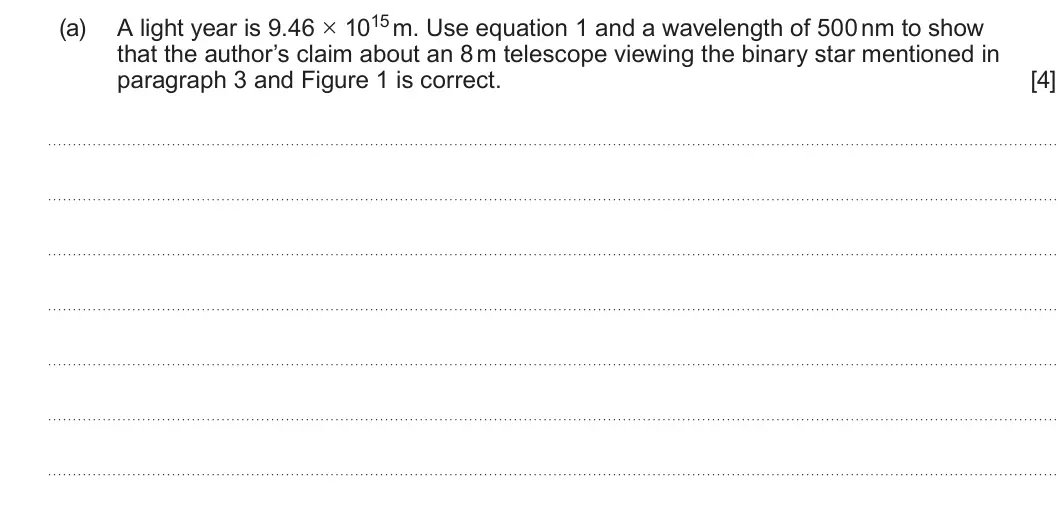 Summer 2023 Unit 3, question 7(a): Read through the following article carefully. Paragraph A summary of binary stars First of all, we call two stars orbiting their common centre of mass a “binary