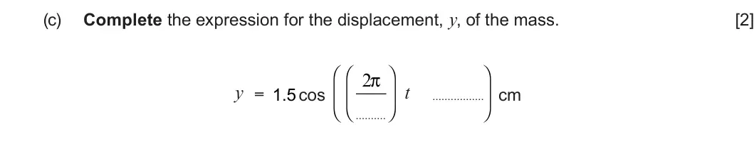 Summer 2024 Unit 3, question 4(c): [2] 2 y t 1.5 cos cm