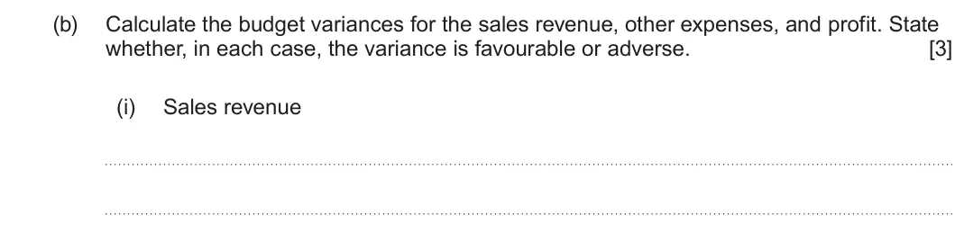Summer 2023 Unit 3, question 1(b)(i): Sales revenue