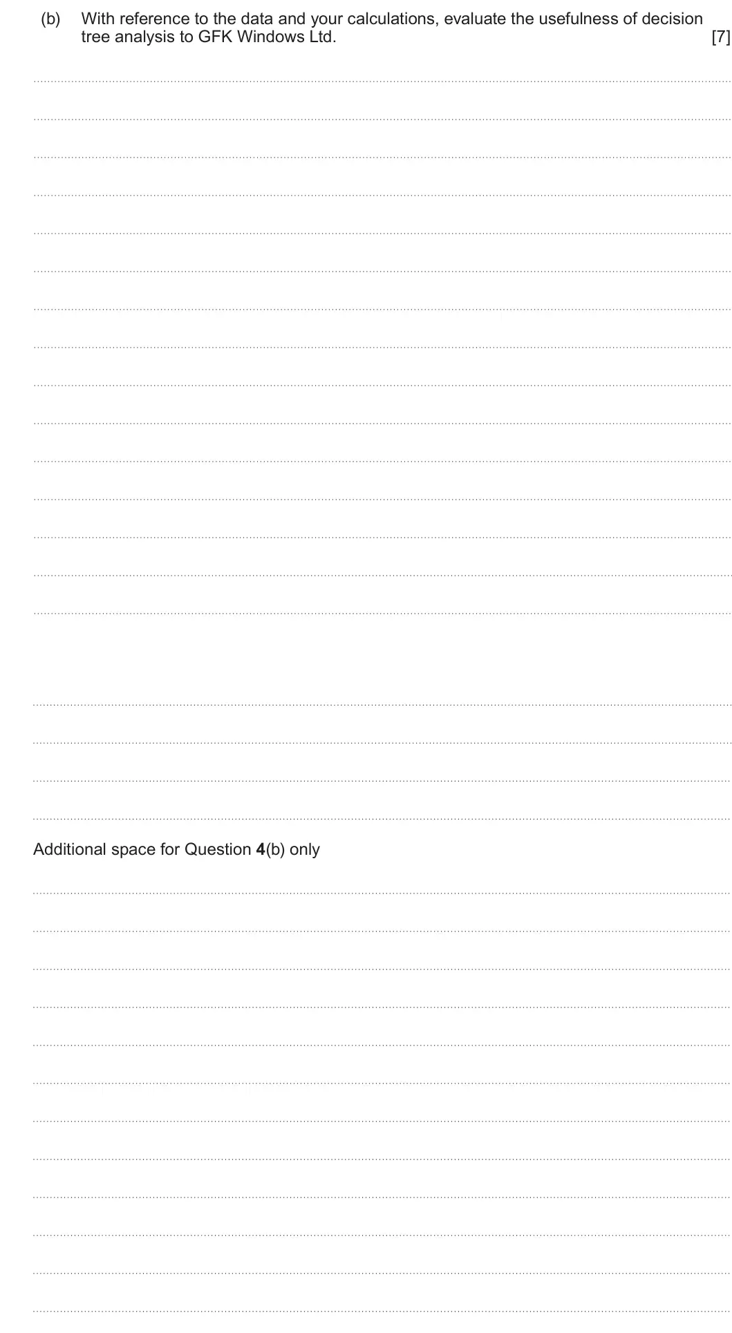 Summer 2023 Unit 3, question 4(b): GFK Windows Ltd is a business that produces, sells and installs double glazing windows, doors and conservatories. The business was established in 1990, it is ow