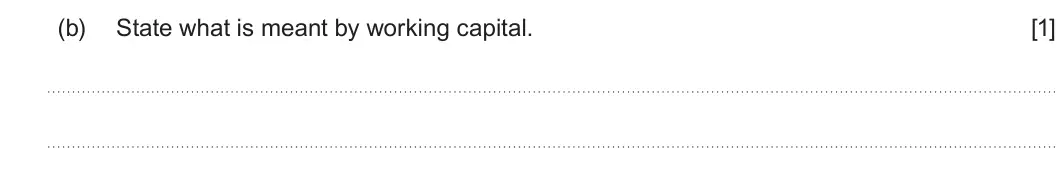 Summer 2024 Unit 3, question 3(b): State what is meant by working capital. [1]