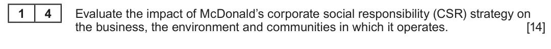 Summer 2023 Unit 4, question 1.4: Read the case study below and answer the questions that follow. McDonald’s McDonald’s is one of the world’s largest chains of fast-food restaurants. The company