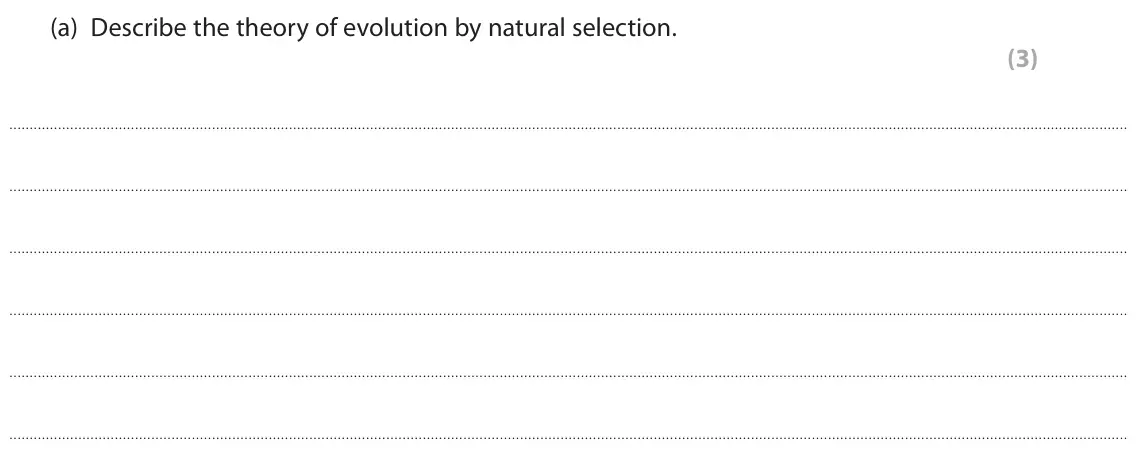 June 2022 Paper 1 Higher, question 8(a): Describe the theory of evolution by natural selection. (3)