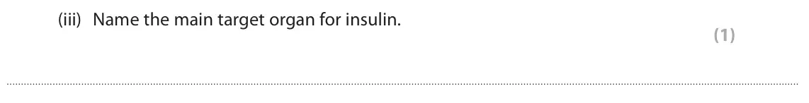 June 2024 Paper 2 Foundation, question 4(c)(iii): Name the main target organ for insulin. (1)