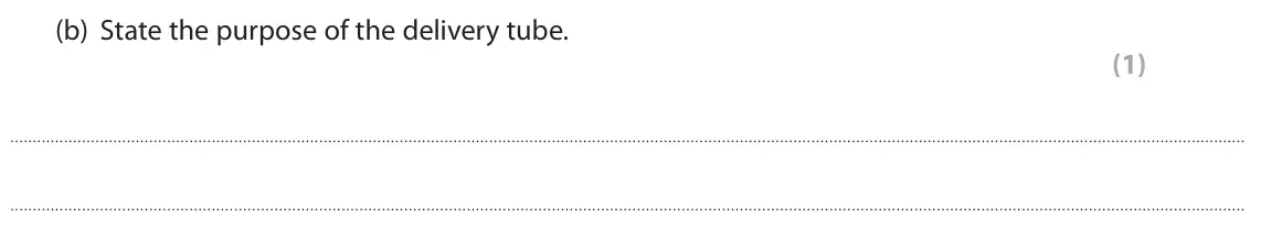 June 2023 Paper 2 Higher, question 6(b): State the purpose of the delivery tube. (1)