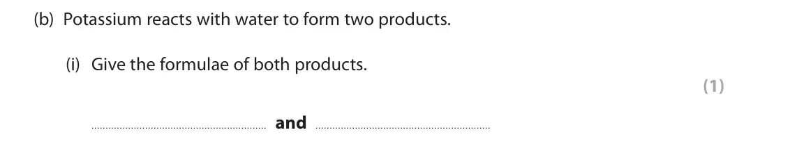 June 2024 Paper 2 Higher, question 7(b)(i): Give the formulae of both products. (1) and