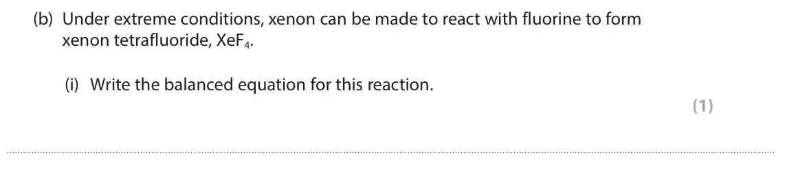June 2025 Paper 2 Higher, question 6(b)(i): Write the balanced equation for this reaction. (1)