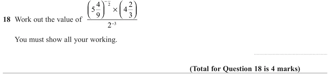 June 2022 Paper 1H, question 18: Work out the value of 2 − 3 You must show all your working.