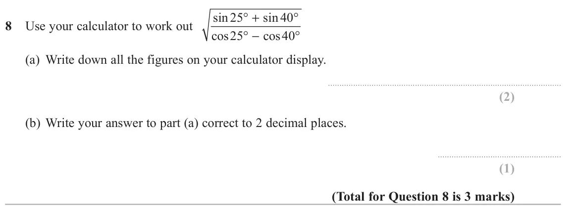 November 2017 Paper 2H, question 8: is 3 marks)