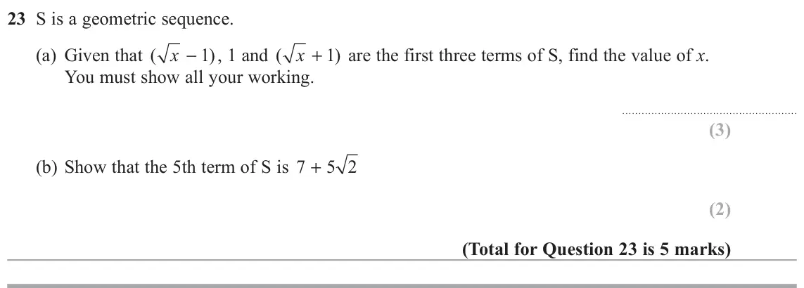 November 2017 Paper 2H, question 23: is 5 marks)