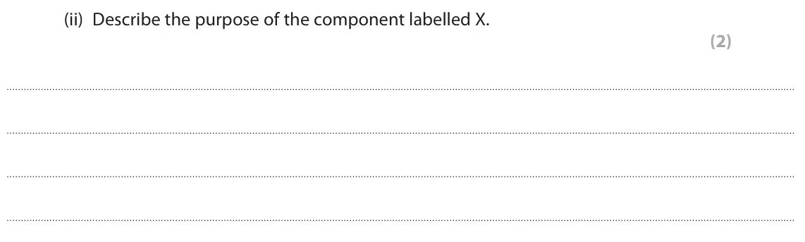 June 2022 Paper 2 Foundation, question 5(a)(ii): Describe the purpose of the component labelled X. (2)