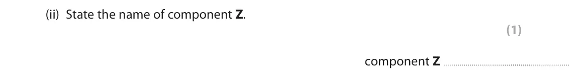 November 2021 Paper 2 Foundation, question 5(b)(ii): State the name of component Z. (1) component Z