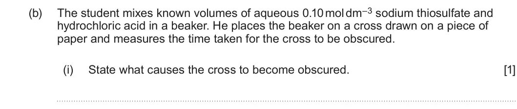 Summer 2024 AS Unit 2, question 10(b)(i): State what causes the cross to become obscured. [1]