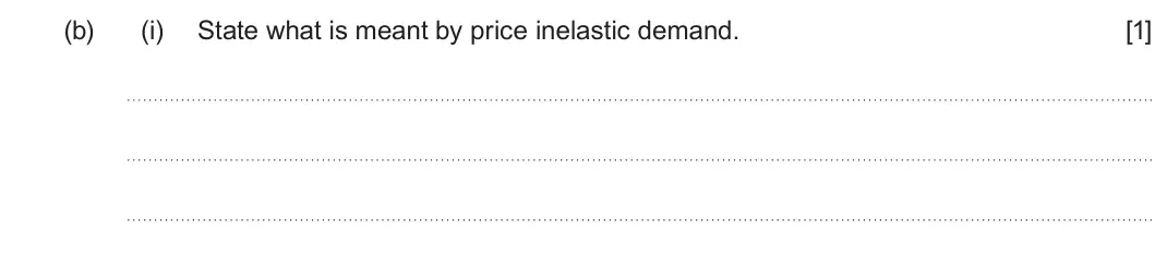 Summer 2025 AS Unit 1, question 2(b)(i): State what is meant by price inelastic demand. [1]