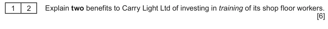 Summer 2016 AS Unit 2, question 1.2: Suitcase manufacturers in crisis as workers pack their bags At the monthly board meeting of Carry Light Ltd, Julie Soames, the Financial Director was about to p