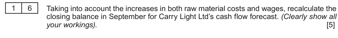Summer 2016 AS Unit 2, question 1.6: Suitcase manufacturers in crisis as workers pack their bags At the monthly board meeting of Carry Light Ltd, Julie Soames, the Financial Director was about to p