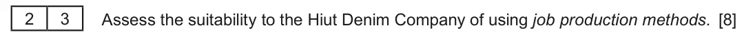 Summer 2016 AS Unit 2, question 2.3: Hiut brings making jeans back to Cardigan In November 2002 Dewhirst, whose mass produced jeans were sold by retailers such as Marks and Spencer and Gap, closed 