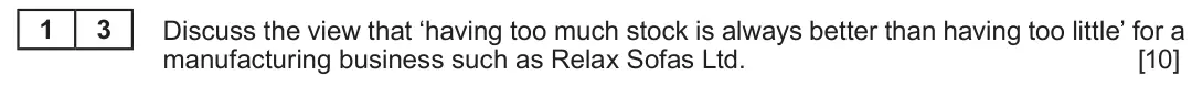 Summer 2019 AS Unit 2, question 1.3: Relax Sofas Ltd Furniture manufacturer Relax Sofas Ltd’s main raw materials are blocks of foam, which it sources from a business in Germany. Relax Sofas Ltd ope