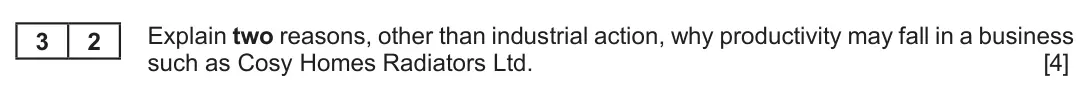 Summer 2019 AS Unit 2, question 3.2: Cosy Homes Radiators Ltd Cosy Homes Radiators Ltd manufactures radiators in a factory in Gwent. The company has been very successful since setting up in 1999 an