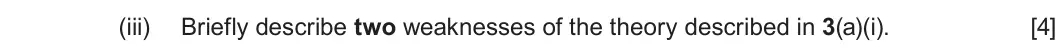 January 2022 Unit 2, question 3(a)(iii): Briefly describe two weaknesses of the theory described in 3(a)(i). [4]