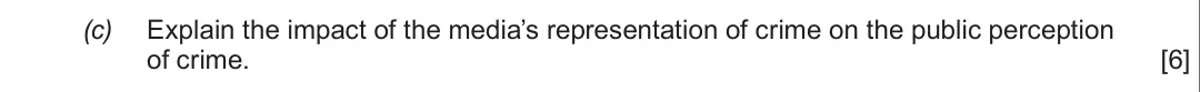 Summer 2019 Unit 2, question 2(c): Explain the impact of the media’s representation of crime on the public perception of crime. [6]