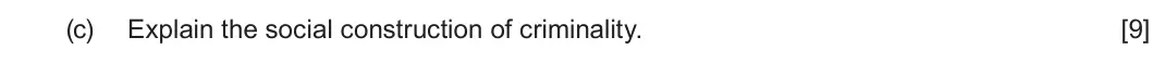Summer 2025 Unit 2, question 1(c): Explain the social construction of criminality. [9]