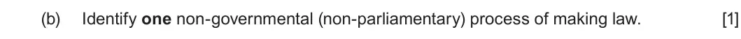 Summer 2023 Unit 4, question 2(b): Identify one non-governmental (non-parliamentary) process of making law. [1]