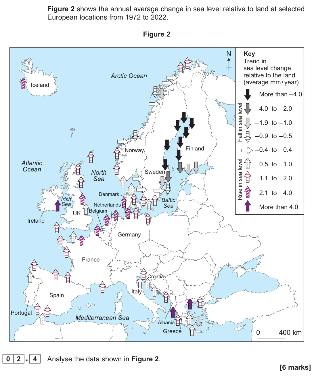 June 2025 AS Paper 1, question 02.4: Analyse the data shown in Figure 2. [6 marks]