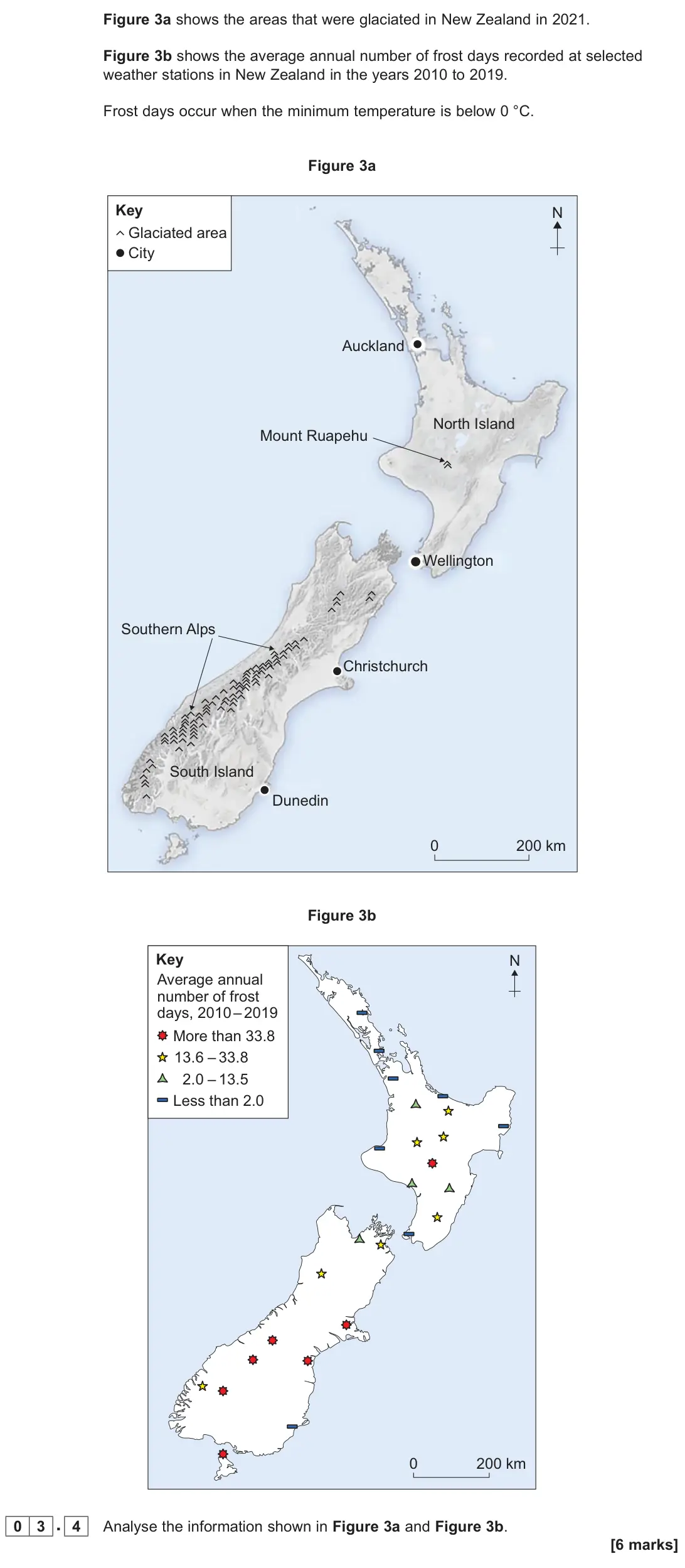 June 2025 AS Paper 1, question 03.4: Analyse the information shown in Figure 3a and Figure 3b. [6 marks]