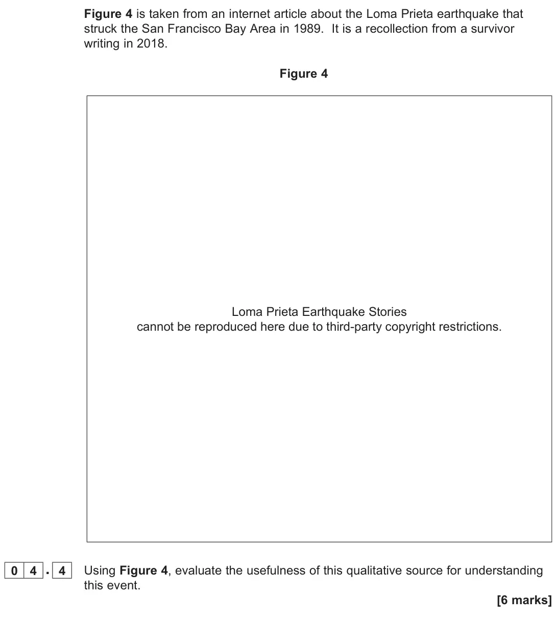 November 2020 AS Paper 1, question 04.4: Using Figure 4, evaluate the usefulness of this qualitative source for understanding this event. [6 marks]