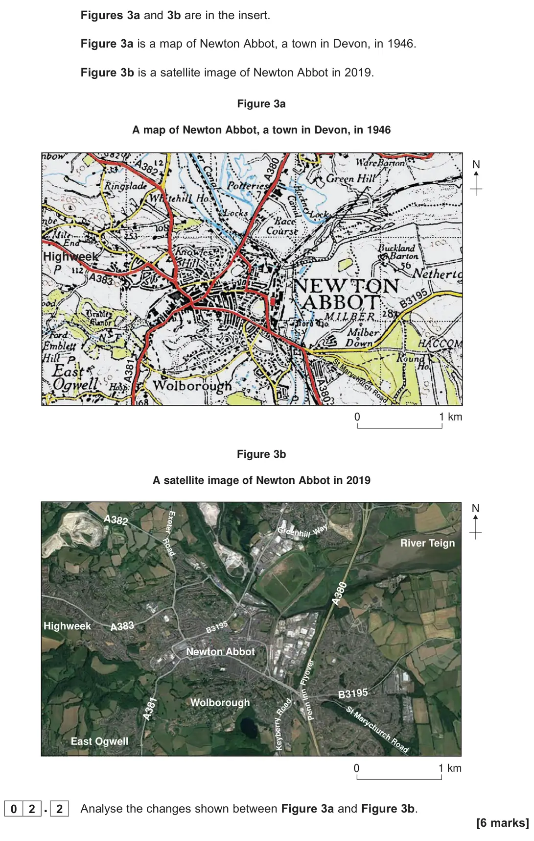 June 2022 Paper 2, question 02.2: Analyse the changes shown between Figure 3a and Figure 3b. [6 marks]
