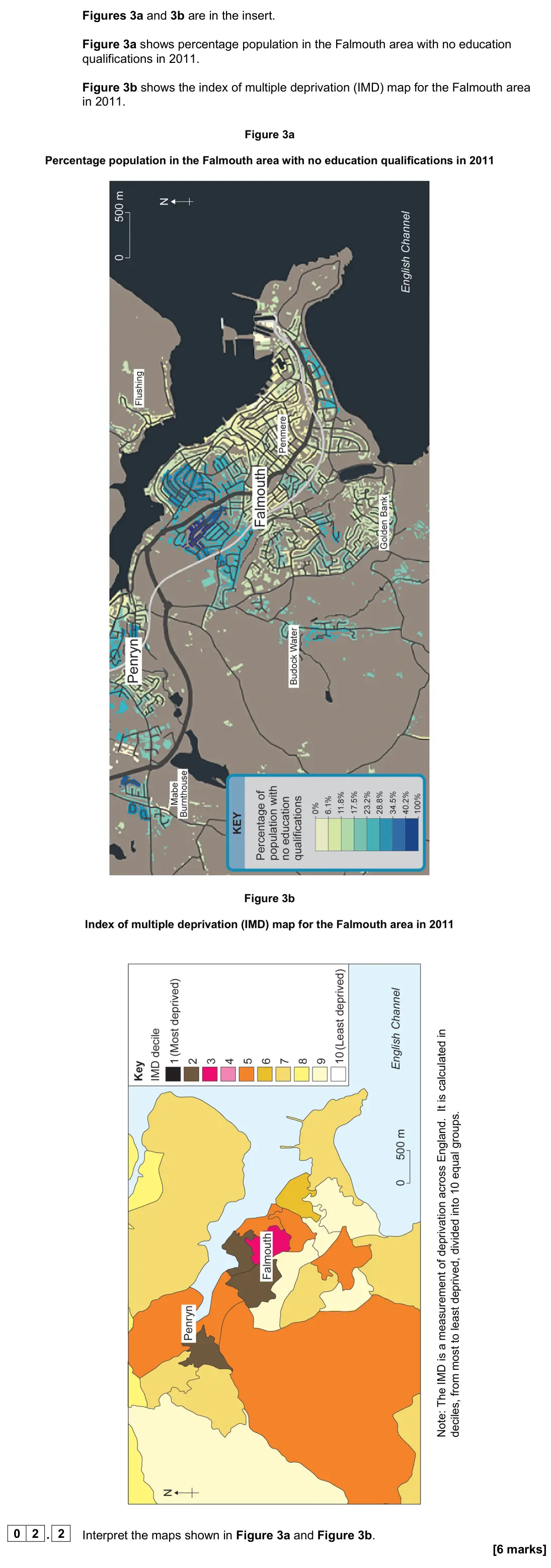 June 2024 Paper 2, question 02.2: Interpret the maps shown in Figure 3a and Figure 3b. [6 marks]