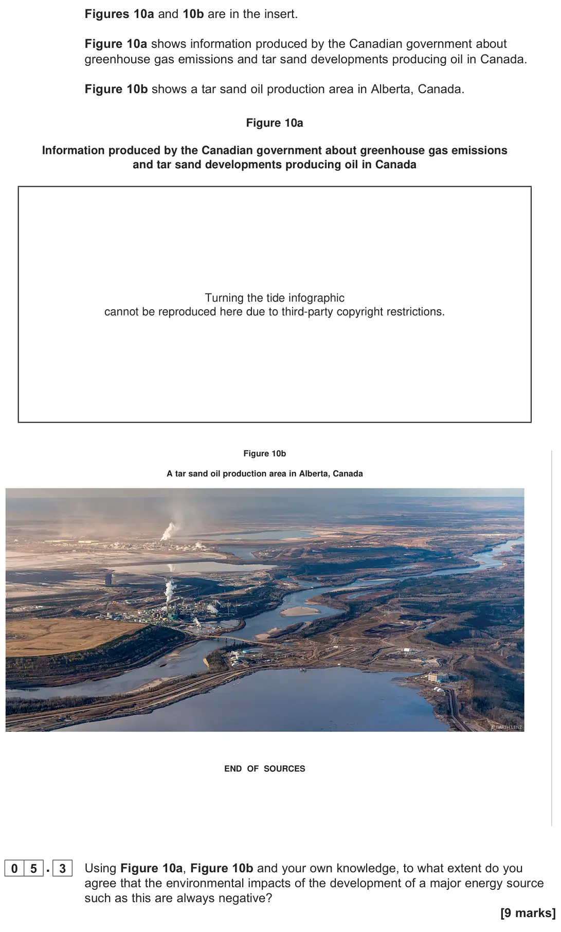 November 2021 Paper 2, question 05.3: Using Figure 10a, Figure 10b and your own knowledge, to what extent do you agree that the environmental impacts of the development of a major energy source such