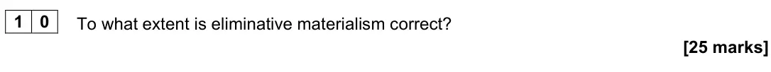 June 2022 Paper 2, question 10: To what extent is eliminative materialism correct? [25 marks]