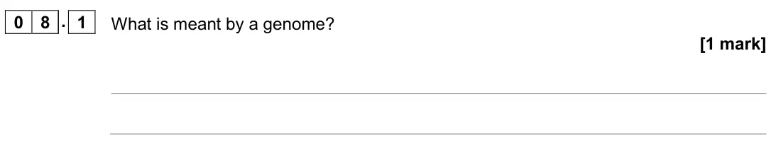 June 2018 Paper 2, question 08.1: What is meant by a genome? [1 mark]